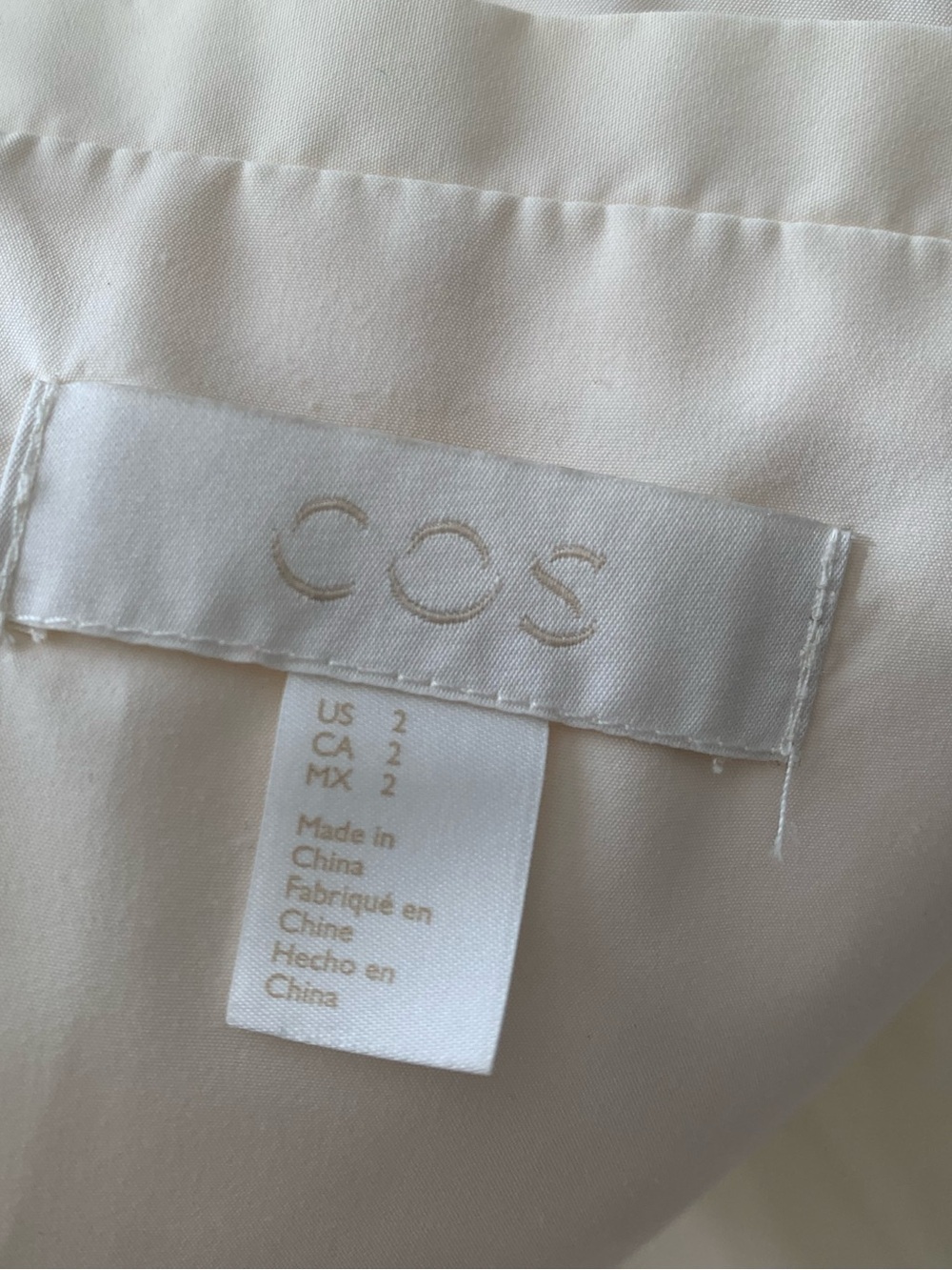 COS Longline Quilted Coat in white Women's size 2 - Picture 10 of 13